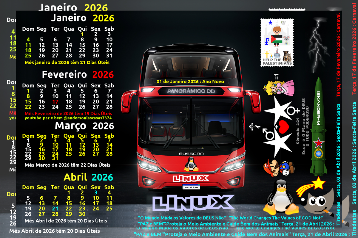 Busscar DD Panoramico NB1 Frontal Calendarios JFMA 2026 Extra Self Bordered Image Magick LINUX 000