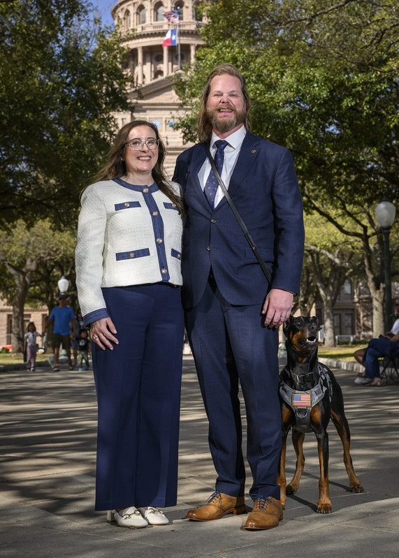 Brandon Bryan and his wife at the Texas State Capitol