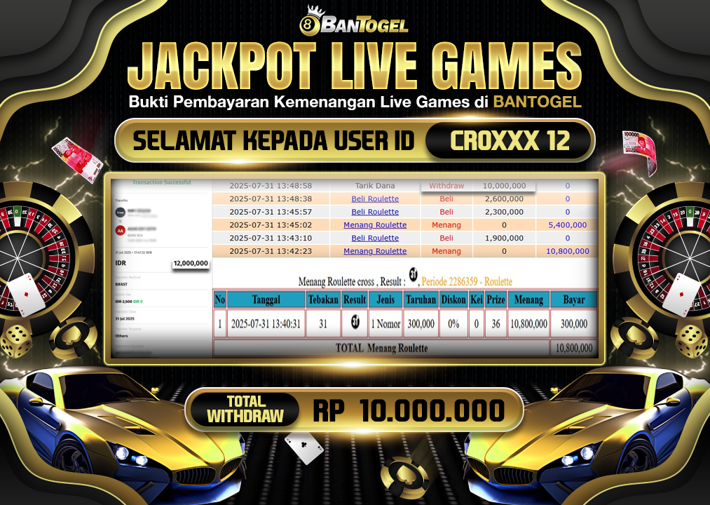 BUKTI JACKPOT LUNAS BANTOGEL
