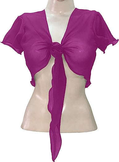 Women's Chiffon Choli Blouse Short Sleeve Tie Crop Top Shrug Belly Dance Gypsy - Bild 57 von 63