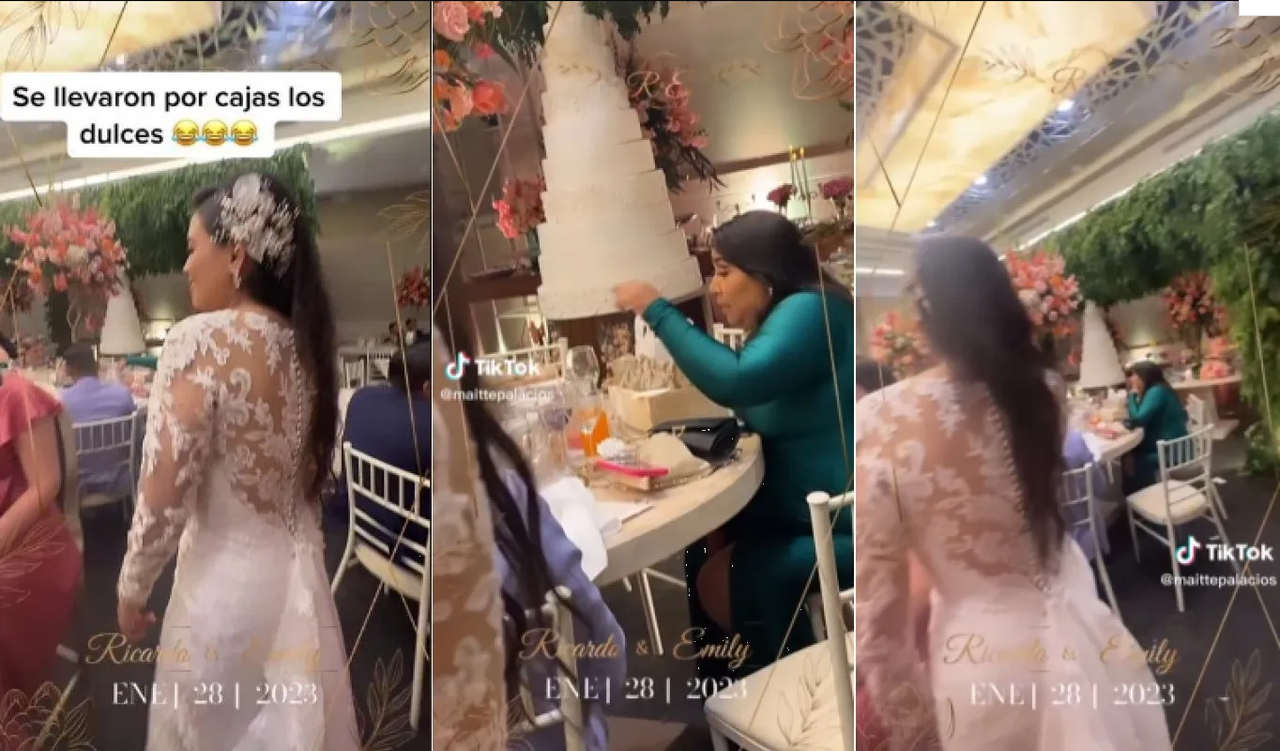 Invitada se lleva los dulces de la boda, sin pena tomó varias cajas
