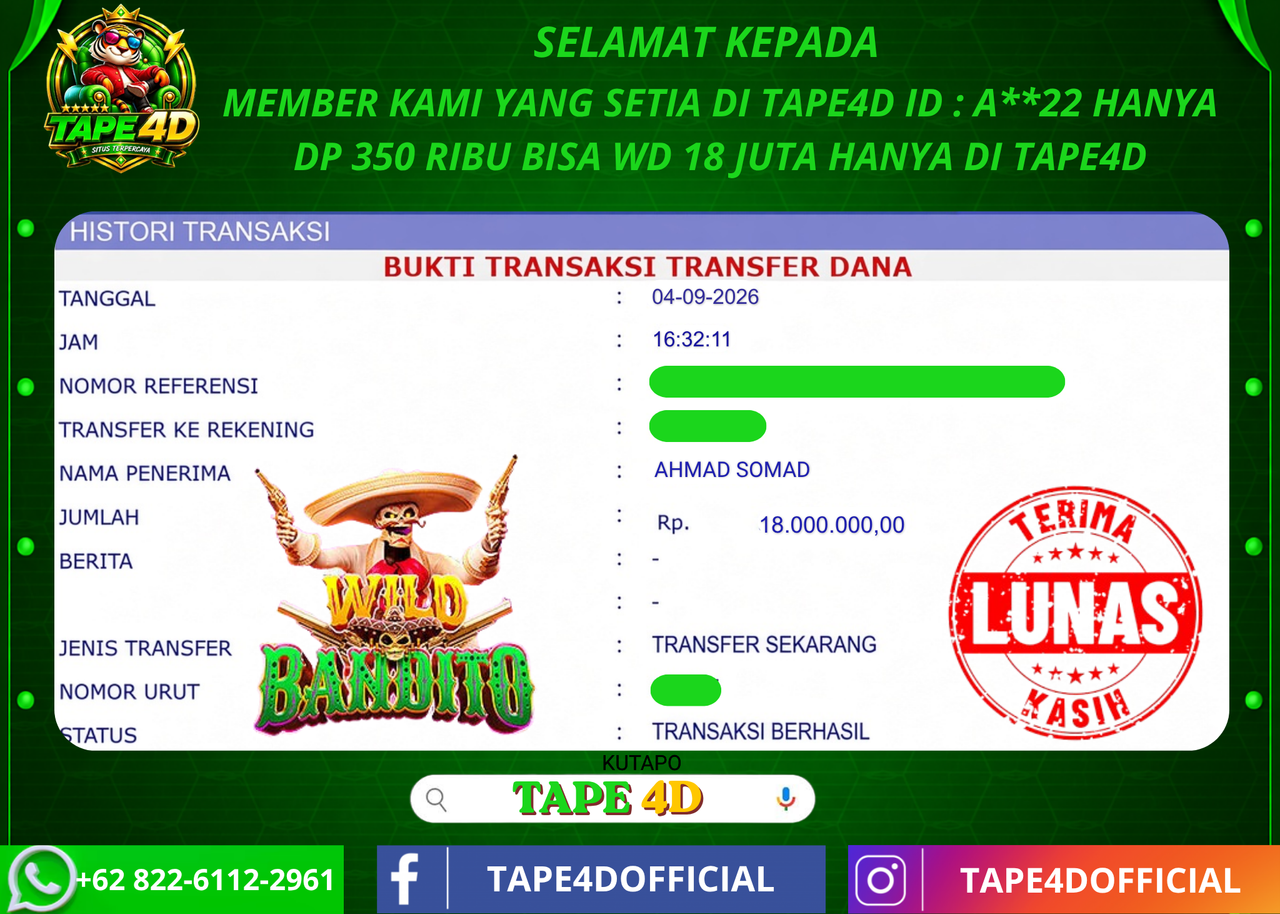 TAPE4D WILD BANDITO PG SOFT 18.000.000-LUNAS