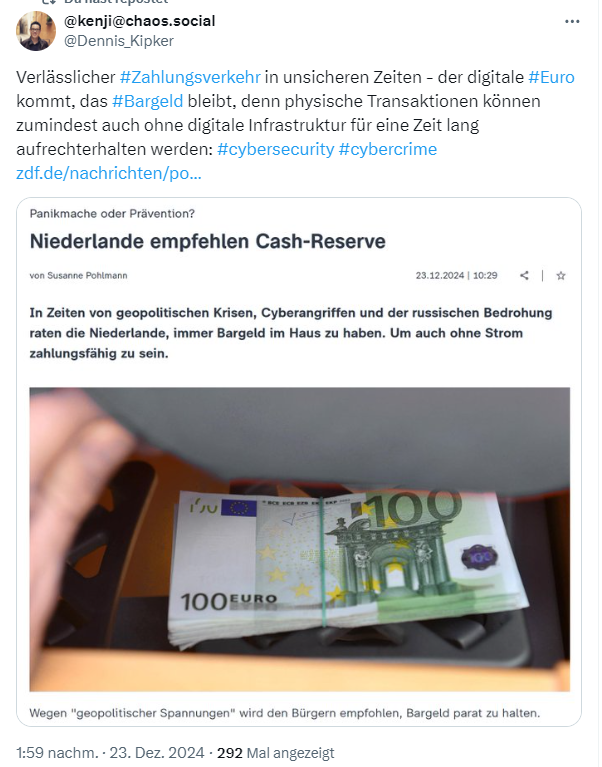 Bargeld vorhalten