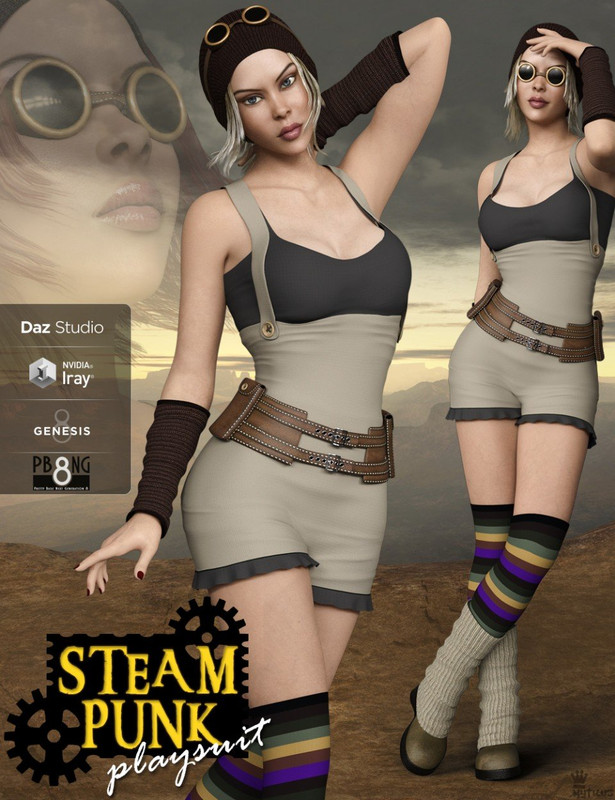 steampunk playsuit outfit set for genesis 8 females 00 main daz3