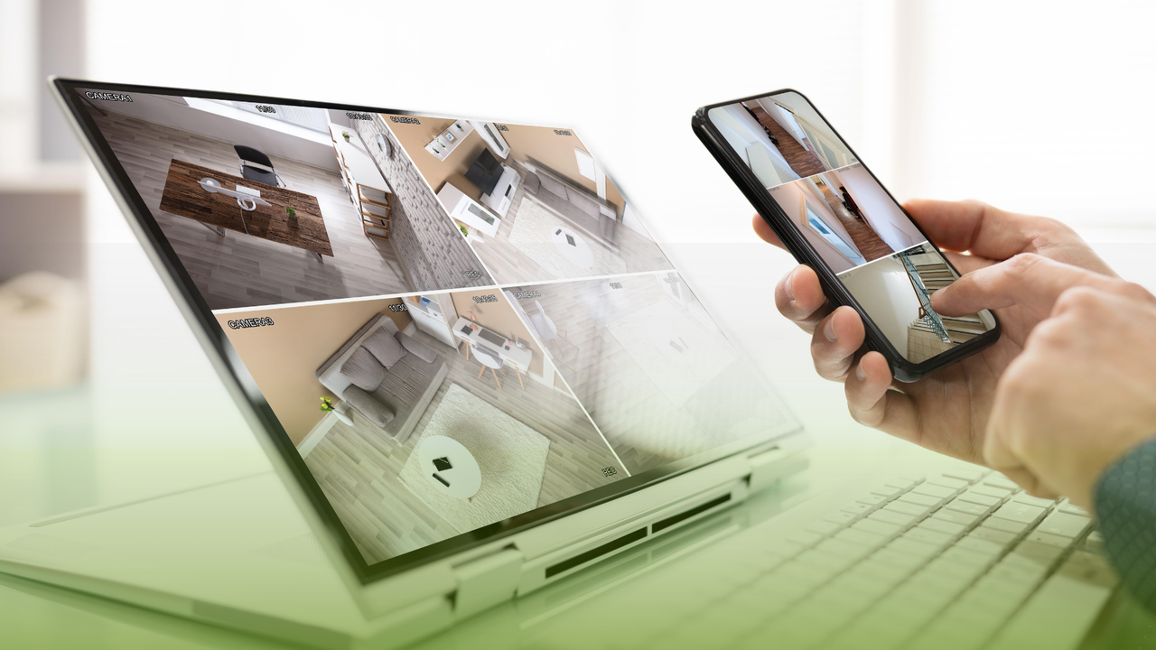 Commercial security camera system monitoring a business property