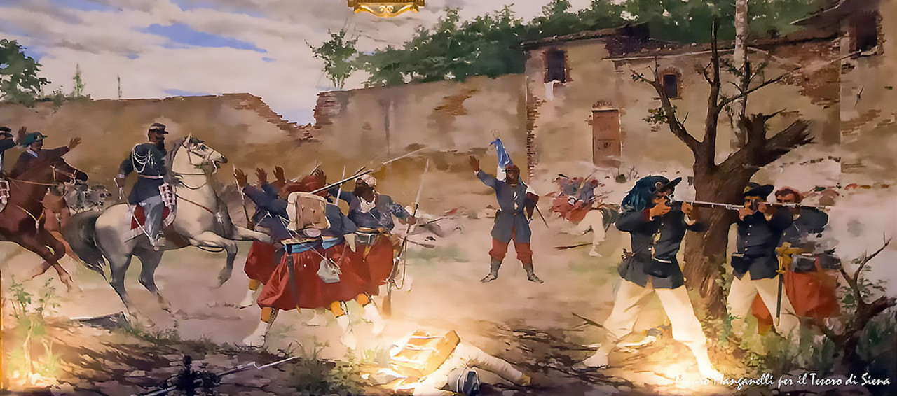 Franco austriaca Palestro La batalla de Palestro Artista Amos Cassioli l