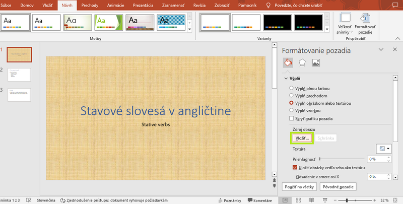 Obrázok ako pozadie v PowerPointe - Učíme sa cez net
