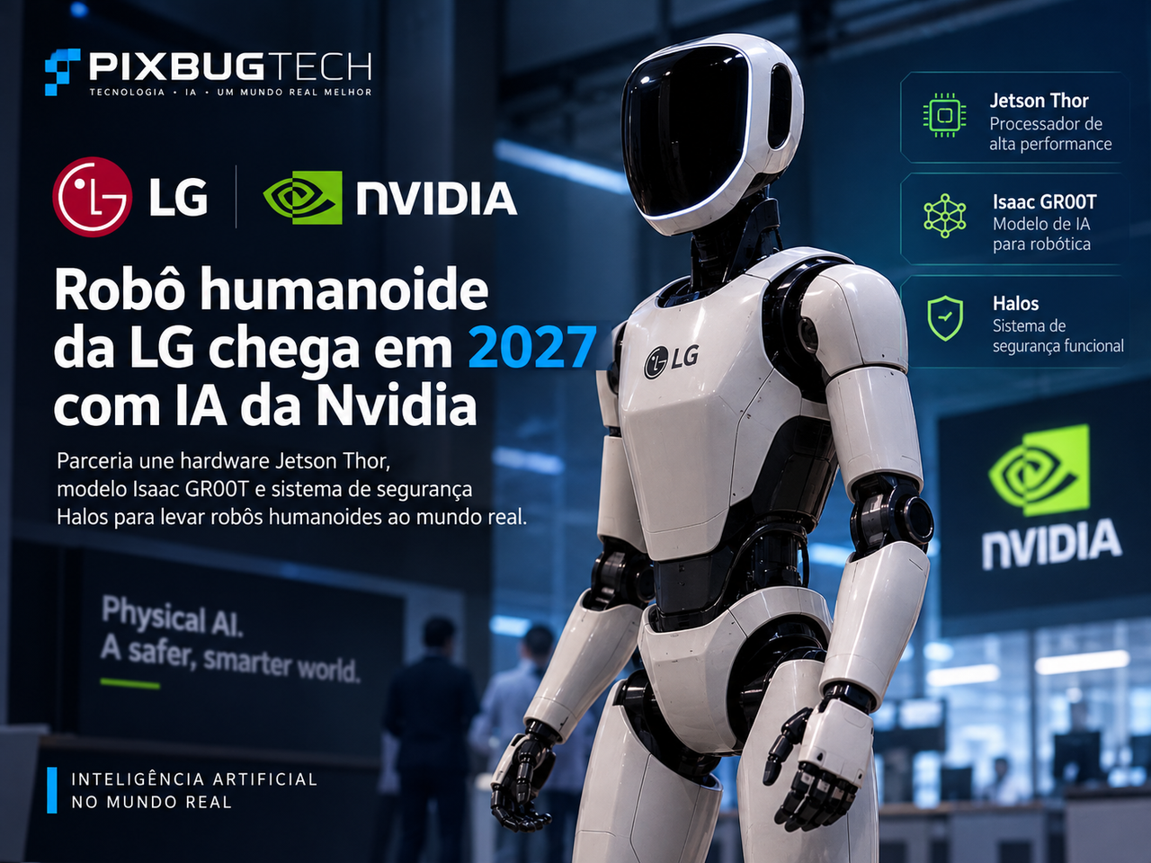 LG aposta em robô humanoide para 2027 e transforma parceria com Nvidia em projeto de IA física