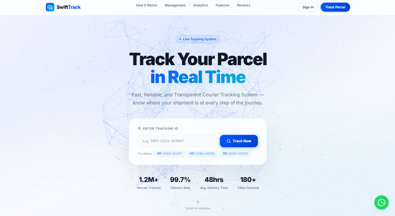 SwiftTrack - Premium Courier & Parcel Tracking Management UI