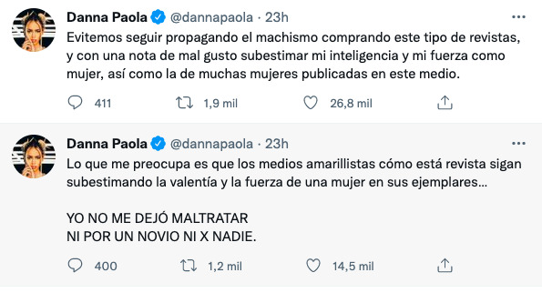 Danna Paola asegura que no ha sufrido maltrato con su novio Alex Hoyer