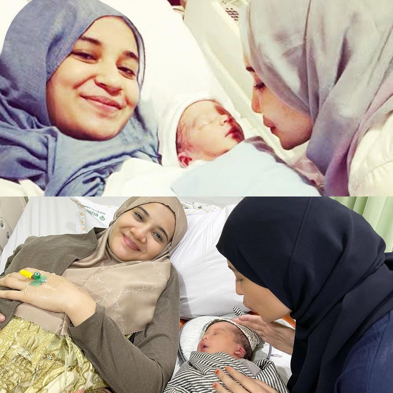 Potret perbandingan Shireen melahirkan Adam dan Zaskia melahirkan Ukkasya