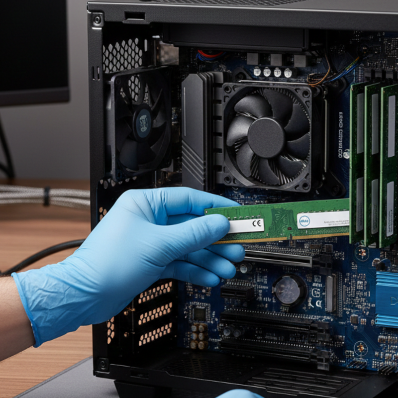 Detalhe dos chips da memória Dell