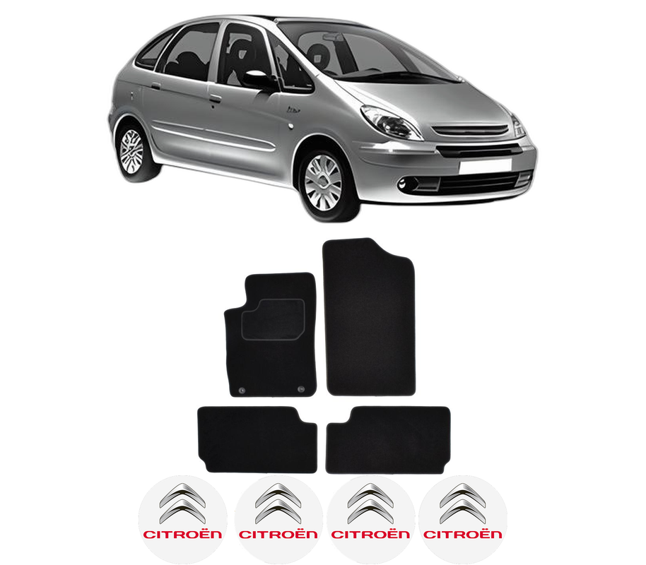 Set Covorase Presuri CITROEN XSARA PICASSO (N68) din 1999-2012, Auto, Material Textil Mocheta, 4 Stickere auto cu CITROEN