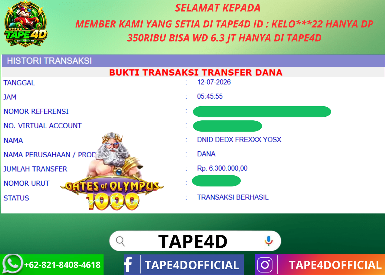 TAPE4D GATE OF OLYMPUS PRAMATIC 6.300.000-LUNAS