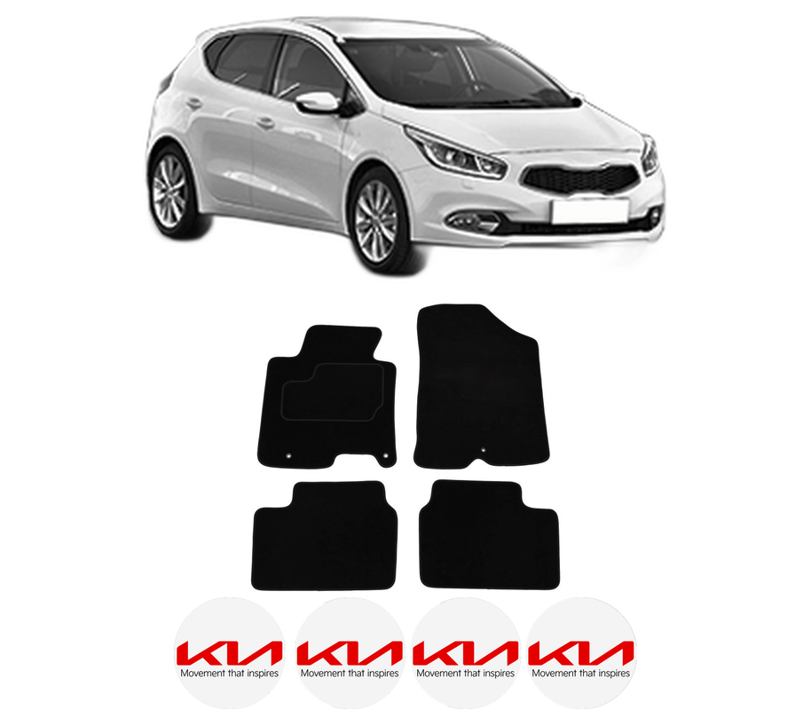 Set Covorase Presuri KIA CEE'D (JD) din 2012-2018, Auto, Material Textil Mocheta, 4 Stickere auto cu KIA