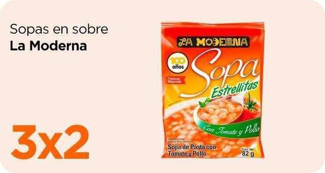 Chedraui: 3 x 2 en sopas en sobre La Moderna 