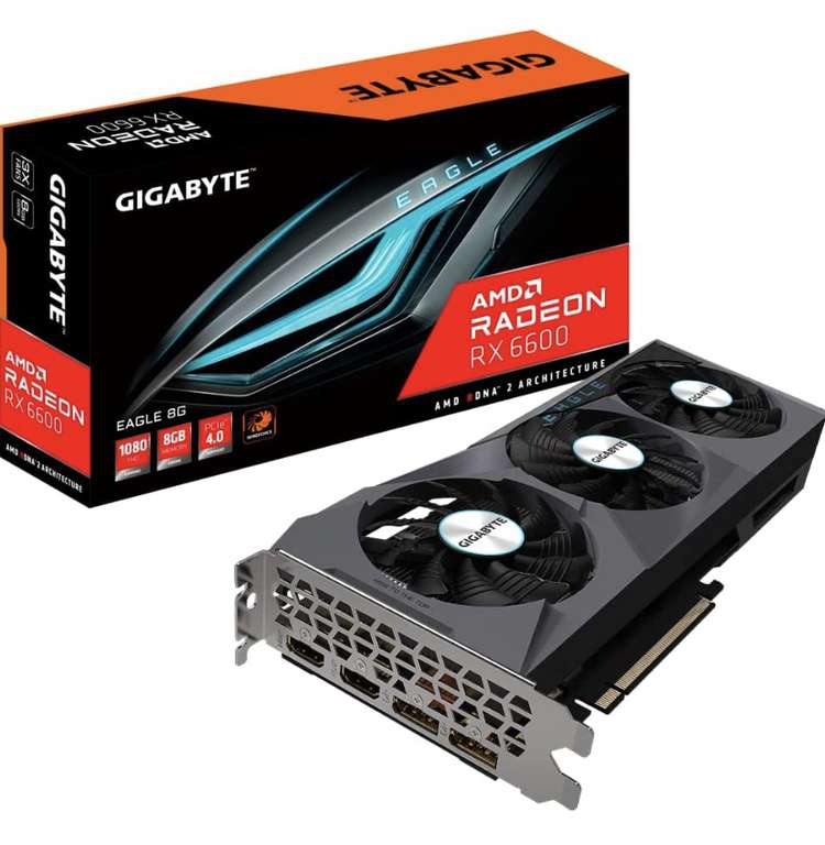 Amazon: Gigabyte RX 6600 Eagle 8G GDDR6 128-bit Windforce 3X GV-R66EAGLE-8GD UPC 889523029909 () (Reacondicionado) 
