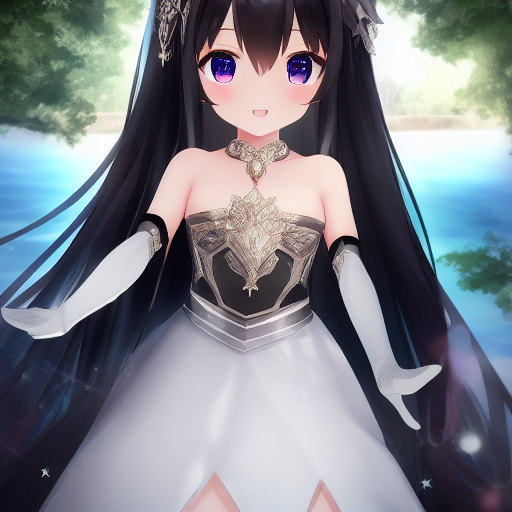 00540-2731602236-DATE_ A_LIVE, detailed ((armor)) [white_dress] and  gloves, arm up, 9yo little girl