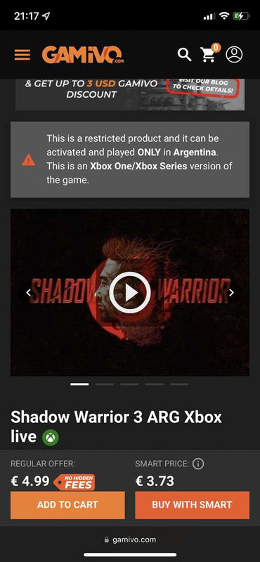 GAMIVO - SHADOW WARRIOR 3 (XBOX) ARG 