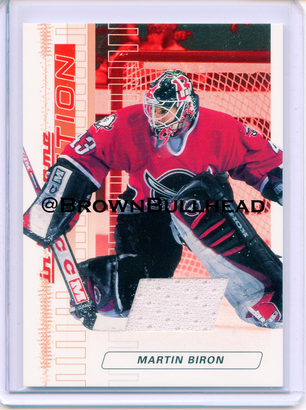 2003-04 ITG Action Jerseys #M-006 [Martin Biron] [Buffalo Sabres] [Ruby] [~500] [swatch=white] a