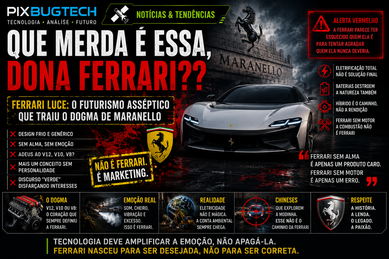 Ferrari Luce: uma desgraça, afinal a Ferrari não nasceu para ser silenciosa, esterilizada e domesticada pelo futurismo corporativo