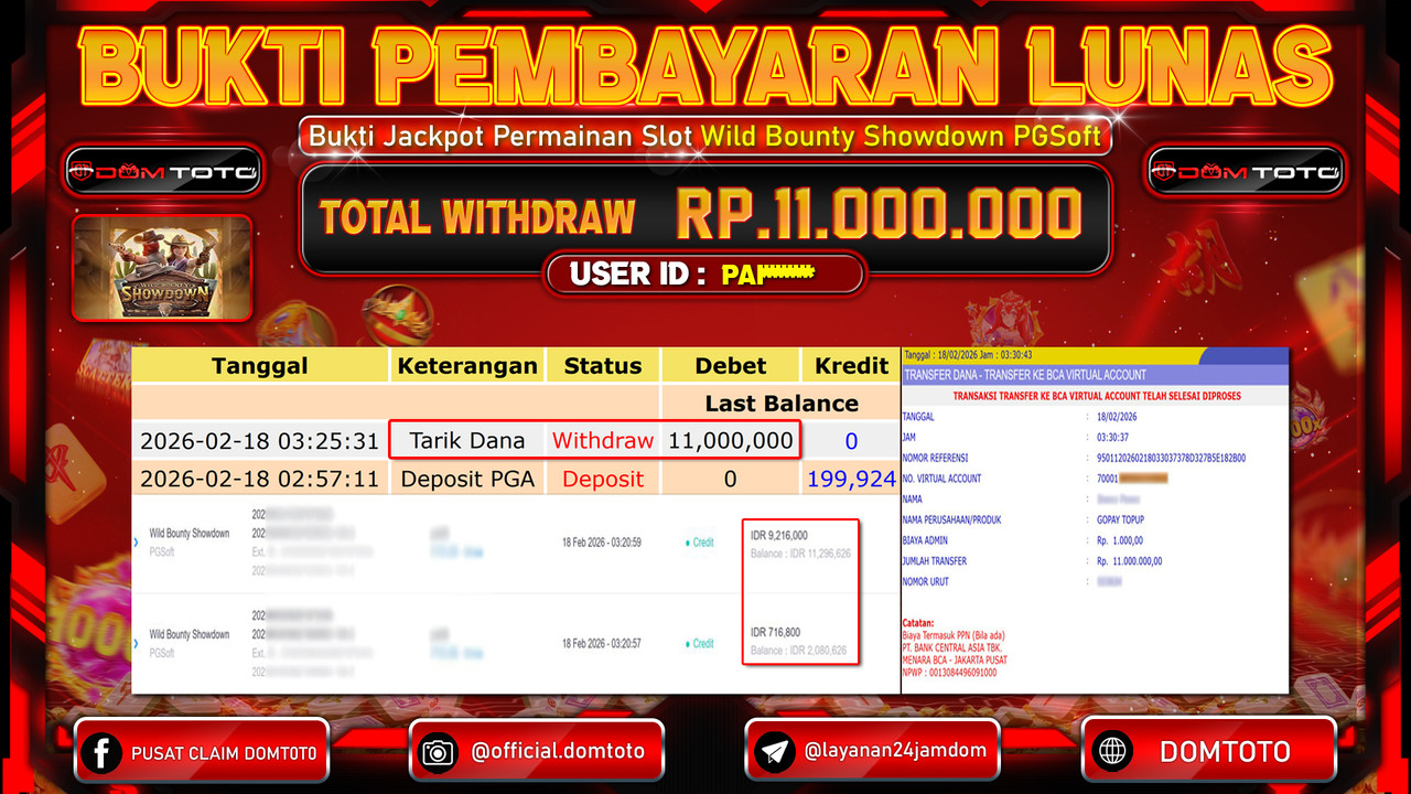 JACKPOT SLOT Wild Bounty Showdown PGSoft 18 FEBRUARI 2026