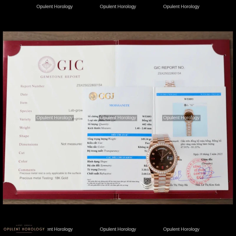 Rolex Day-Date 36 Chocolate Dial Gold Plated Moissanite Diamond