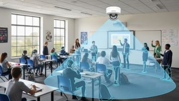 Câmera dome Hikvision com ícone de microfone embutido