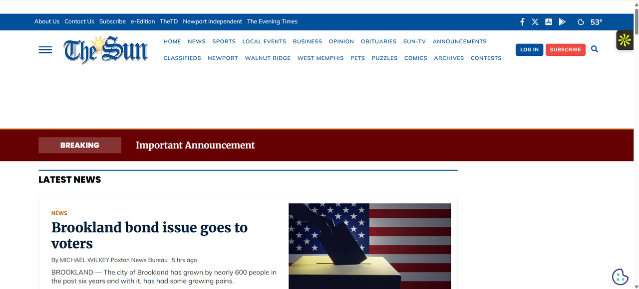Screenshot of The Jonesboro Sun