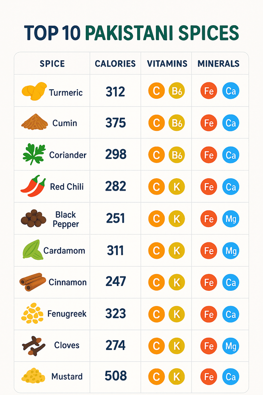 Spices Nutritional Chart