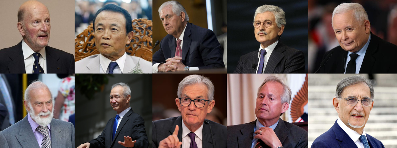 Les chefs de famille des Dynastic Families en 2018, en partant en haut à droite : Victor Hardenbor, Hirayoshi Akiyama, Arthur McAubert, Simeon Belagri, Wilson Larster, Arthur Horvanx, Wei Yuhan, Joseph Darten, Charles Humbert, Ottavio Beranci.