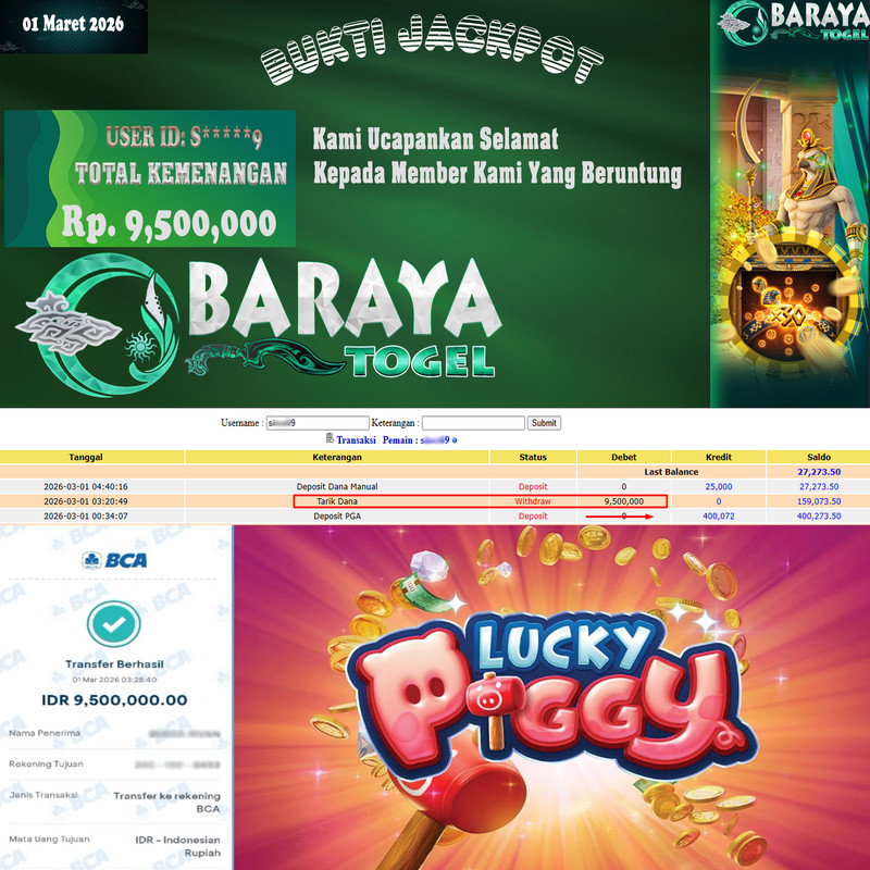 Rp. 9.500.000.- WD LUNAS DI BARAYATOGEL