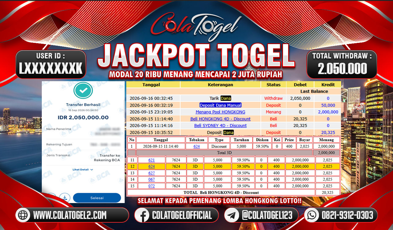 JACKPOT HONGKONG POOL !!!