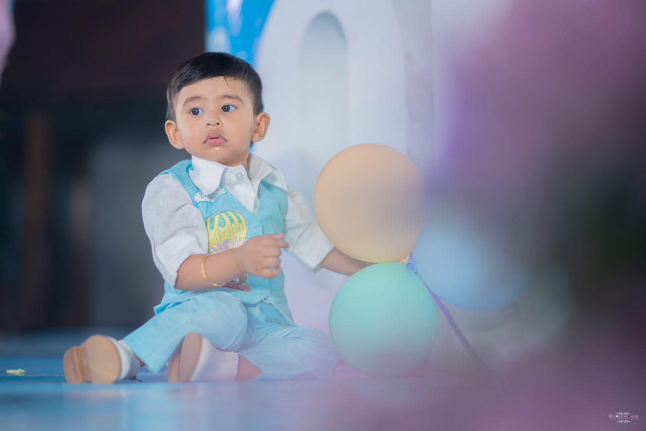 Telugu first birthday photography UK — baby portrait, cultural celebration, Mini Momentz Co.