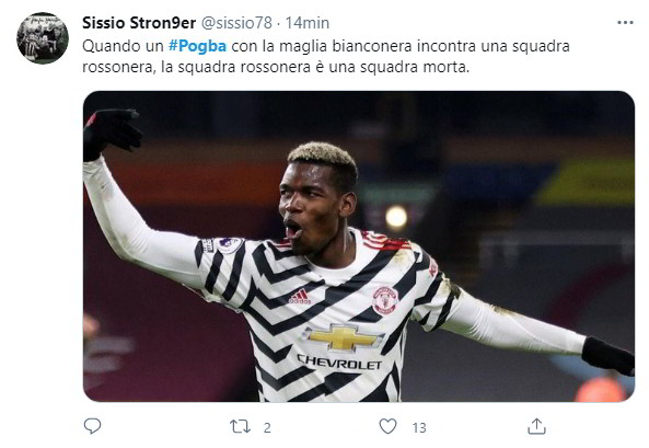Quando un #Pogba con la maglia bianconera incontra una squadra rossonera, la squadra rossonera è una squadra morta
