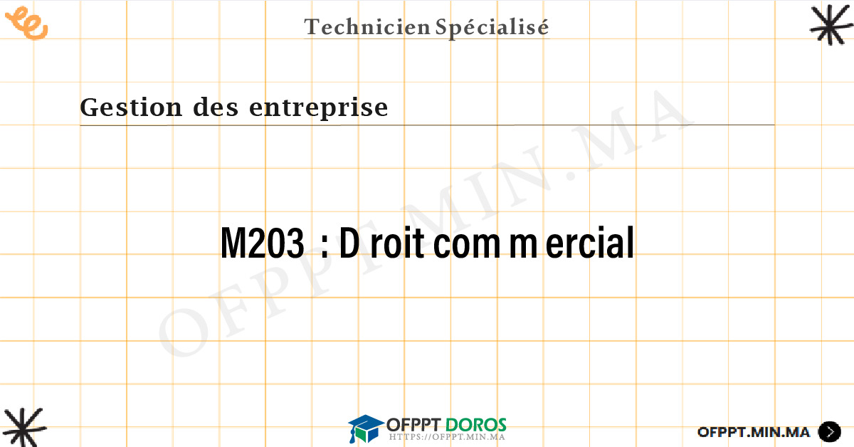 Sommaire détaillé du cours Droit commercial M203 OFPPT - Structure du module