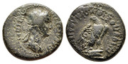 AE17 de Agripina II.  ΓΑΙΟΥ ΠΟΣΤΟΜΟΥ ΛΑΟΔΙΚΕΩΝ. Águila. Laodicea de Lycum 1056767-1582380194