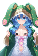 1girl, yoshino (date a live), blue hair, blue eye, Green Coat, animal hood down, s-2645799902
