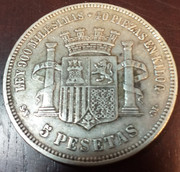 5 pesetas 1870. Gobierno Provisional 1870-2