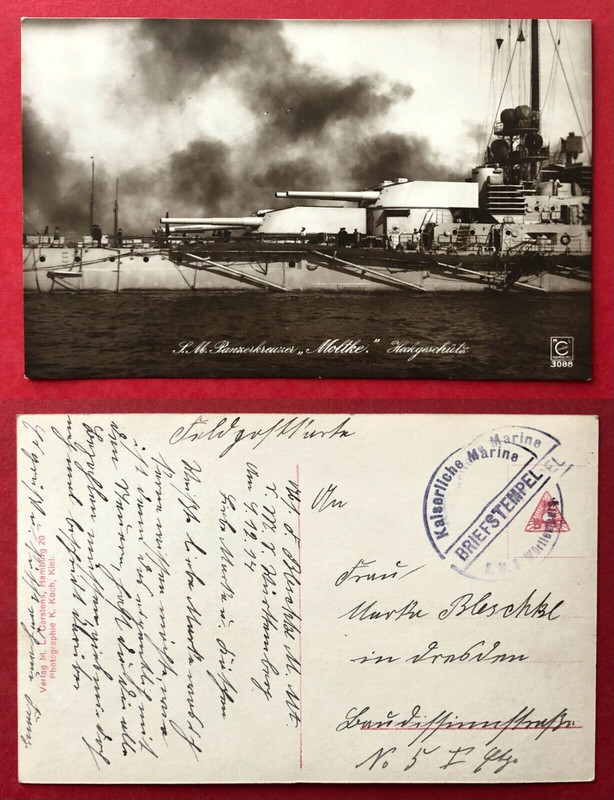 Foto AK Kaiserliche Kriegsmarine 1. WK 1914 S. M. Panzerkreuzer Moltke ( 97317
