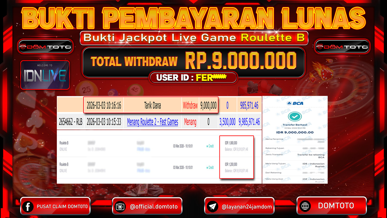 JACKPOT LIVE GAME Roulette B 03MARET 2026