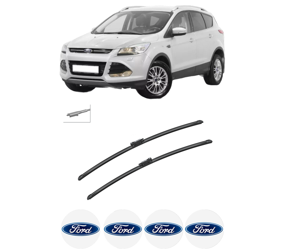 Set stergatoare auto FORD KUGA II (DM2) din 2012-2019, pentru parbriz auto, 2 bucati, Bosch Aerotwin, din cauciuc siliconat rezistent, 4 Stickere Auto FORD