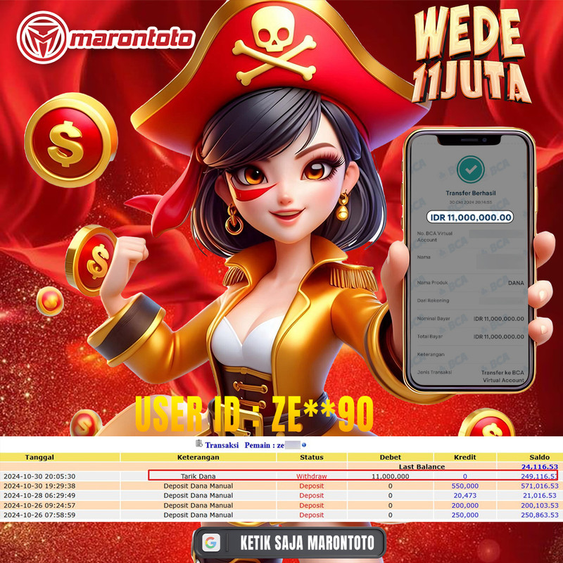 Bukti Kemenangan Member Marontoto Sebesar 11 JUTA