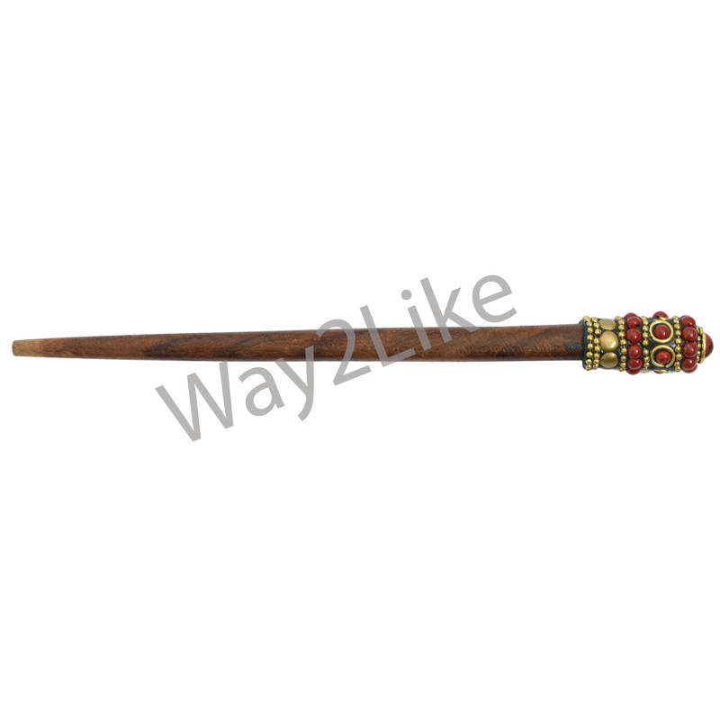 Women Brown Wood Juda Hair Clip Stick Holder Handmade Design Pin , Wedding Party