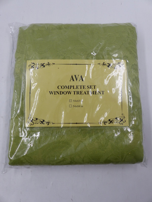 AVA COMPLETE SET WINDOW TREATMENT GREEN WINDOW DRAPES