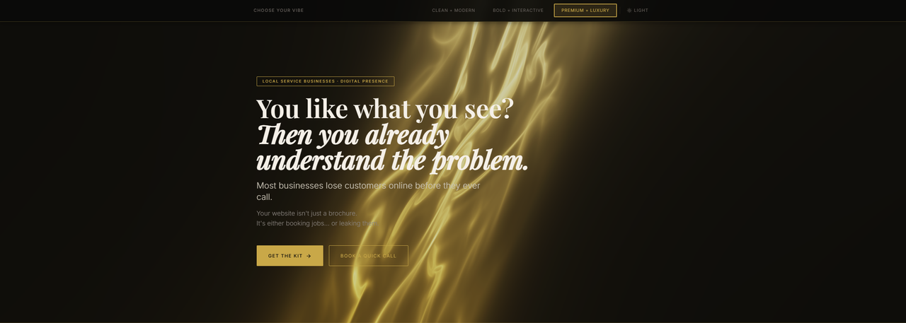 Choose Your Vibe multi-style pitch presentation website with three landing pages by Lumberjack Creative Studio