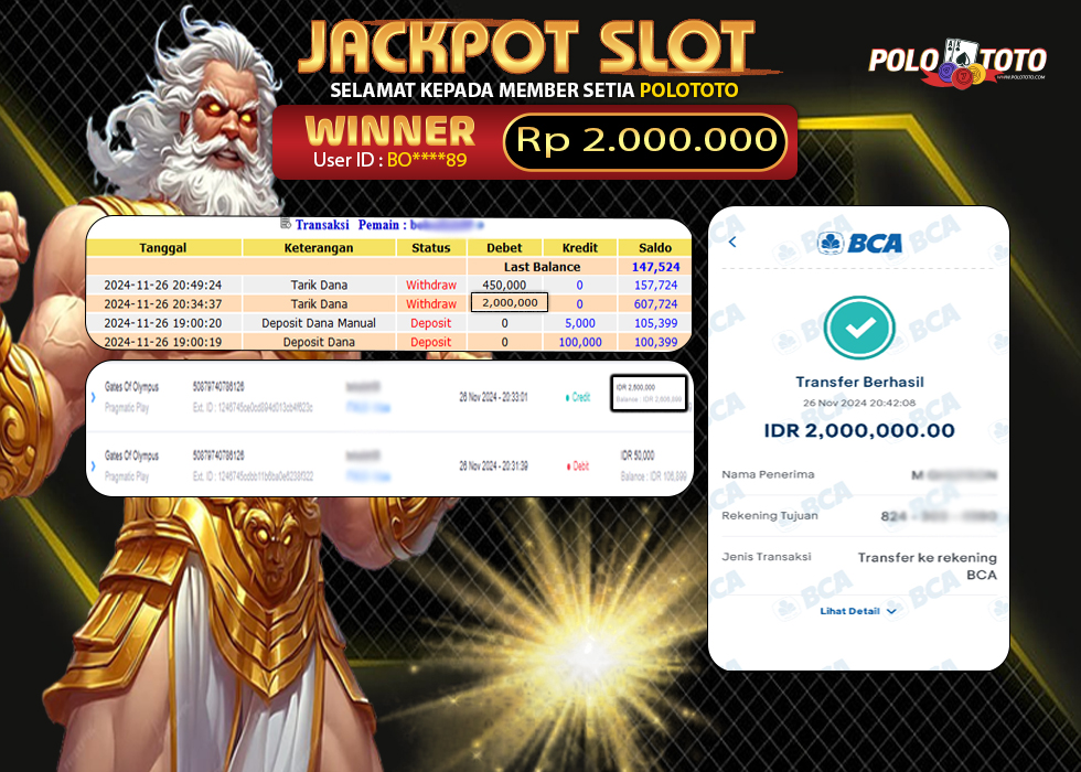 POLOTOTO JACKPOT SLOT GATES OF OLYMPUS Rp.2.000.000,-