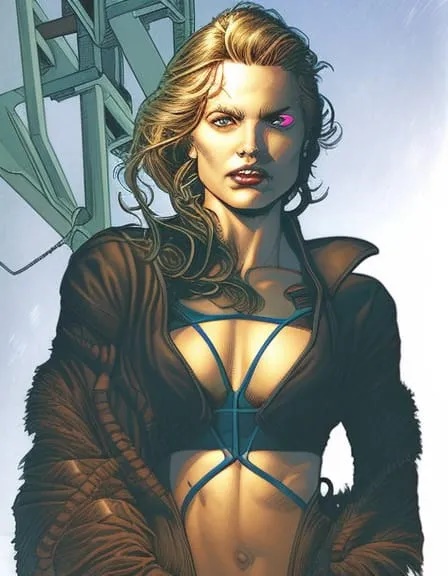 Comic book image, gritty woman