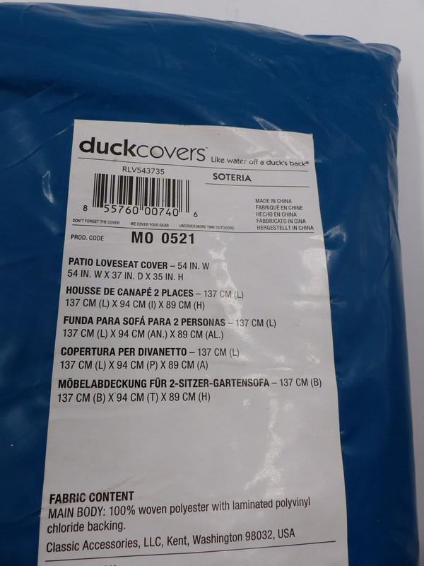 DUCK COVERS RLV543735 SOTERIA WATERPROOF 54 IN PATIO LOVESEAT COVER