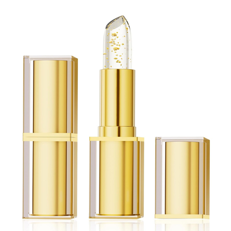 Crystal Jelly Color Changing Lipstick Gold Foil Avocado Vitamin E Lip Gloss